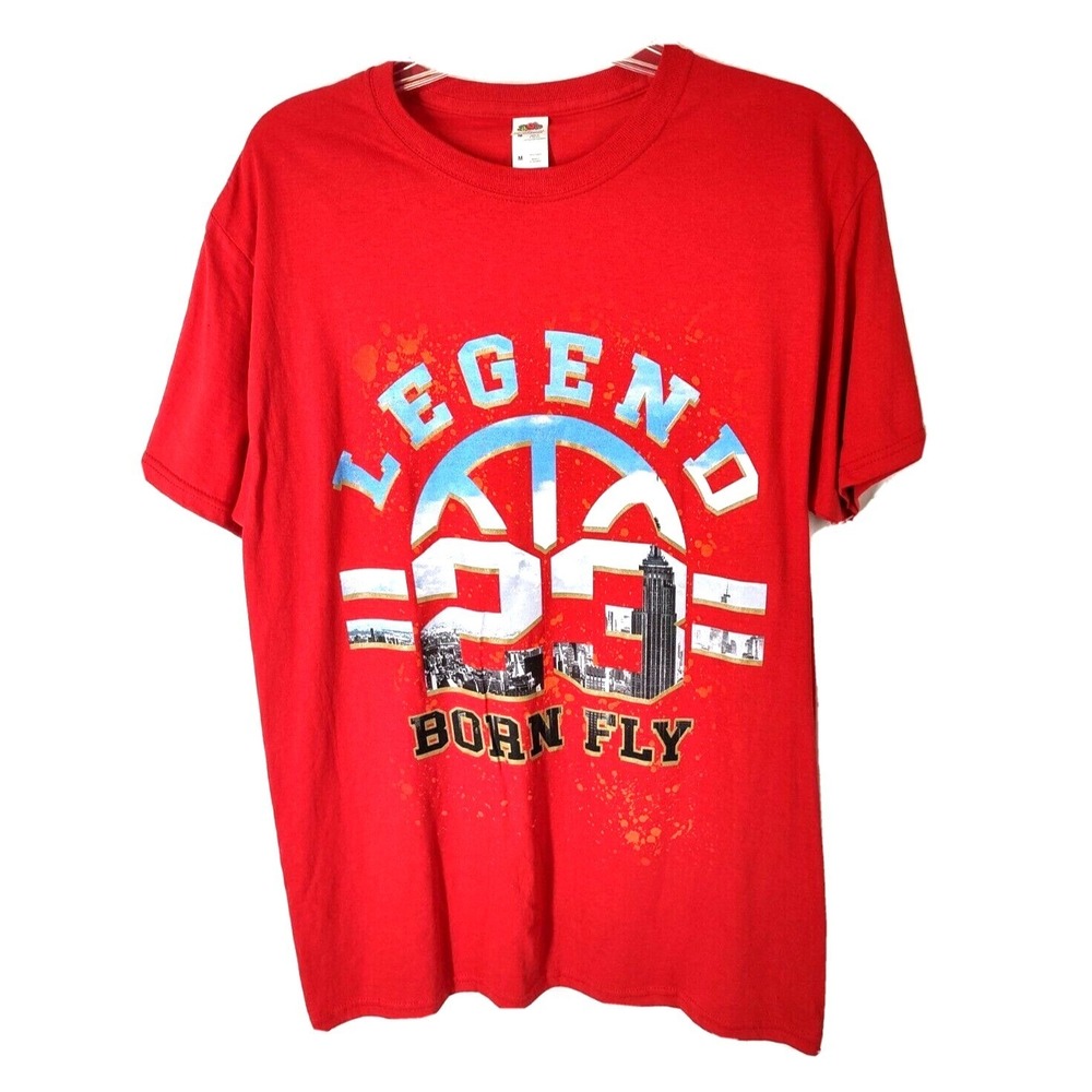 Legend 23 Born Fly  T-Shirt Men's Size Medium Crown Spellout Logo  Red Crew Neck
